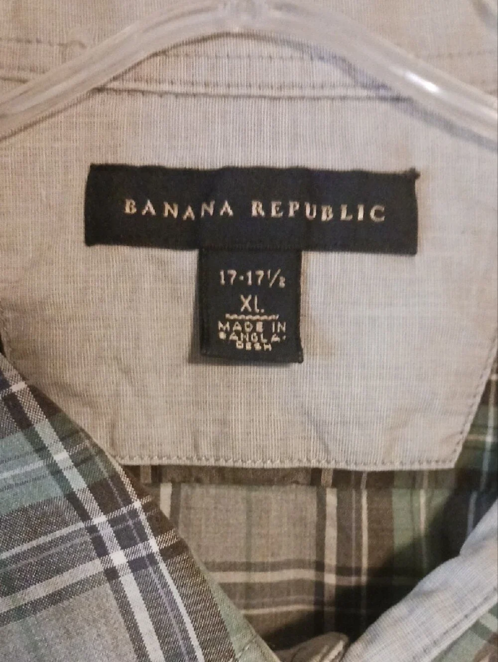 Banana Republic Men's Plaid Button-Down Shirt - Gray & Tan